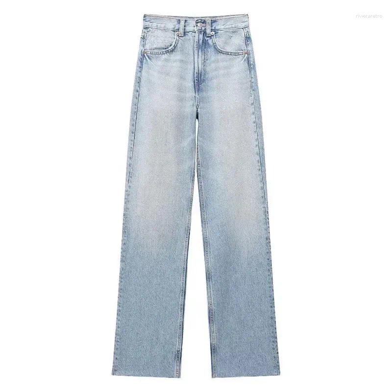 Women's Jeans Denim Pants For Women High Waist Wide Leg Fashionable Versatile Classic With Worn Decoration Origin China Z260313
