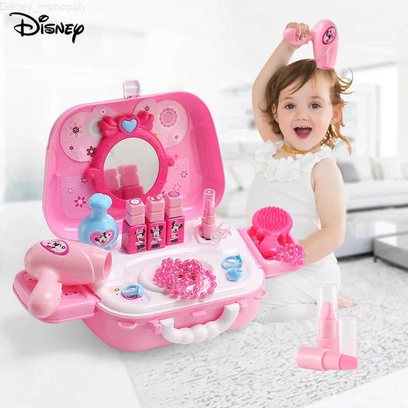 Disney backpack toy genuine cartoon Minnie mouse makeup dressing table makeup box girls makeup toy Christmas present H251202