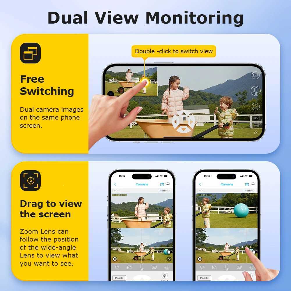 INQMEGA 12MP 60X Optics Zo 2-Lens 4G WIFI Solar Camera Wireless Outdoor Security PIR Human Detection Color Night Vision UBOX C251202