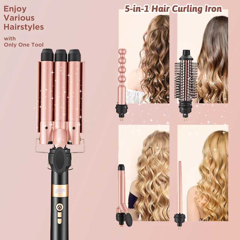 5 in 1 Hair Curler Mtifunctional Styling Tool Convertible Curling Iron Hair Styler Salon Tool He Travel Use C251202