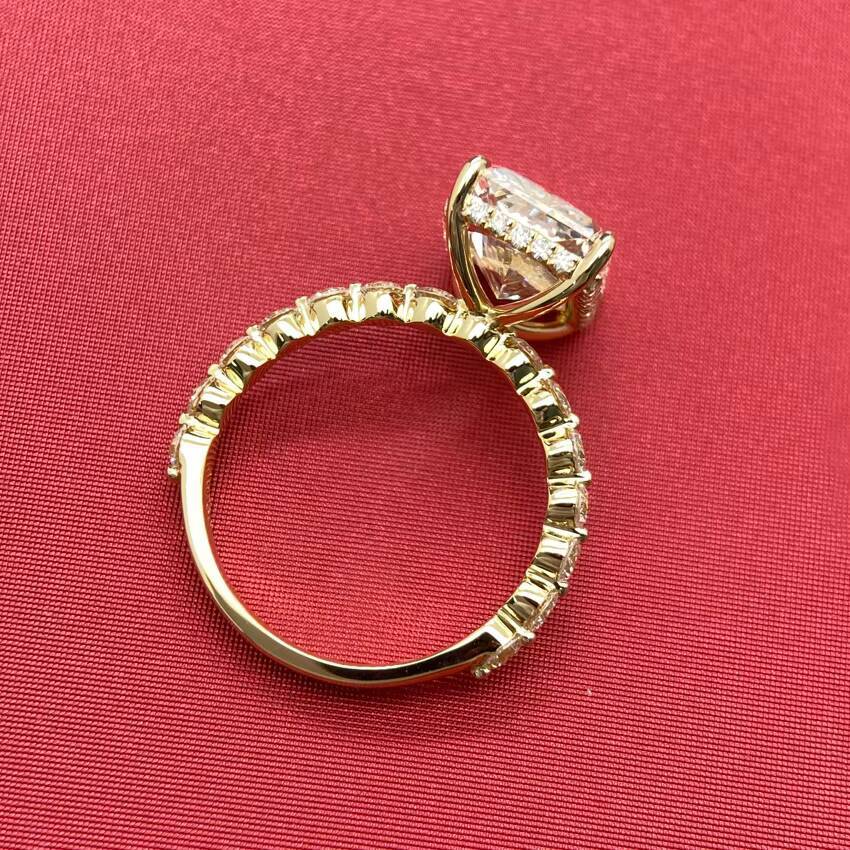1ct 2ct Radiant Cut Hidden Halo Ring IGI Lab-grown Diamonds 14K 18K Gold Prong Setting Rings with Lab CVD Radiant Shape Diamond