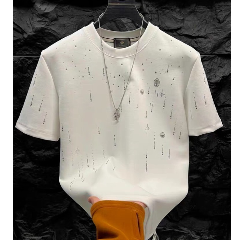 Designer luxury short-sleeved top, sporty and casual men's wear, Meteor embossed T-shirt, men's round-neck half-sleeved T-shirt, polo cedar