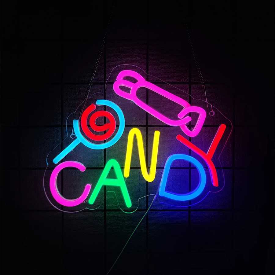 Candy Neon Signs Lollipop Led Icons Birthday Parties Teenagers Bedrooms Candy Shops Halloween Decor Girls Gifts H251201