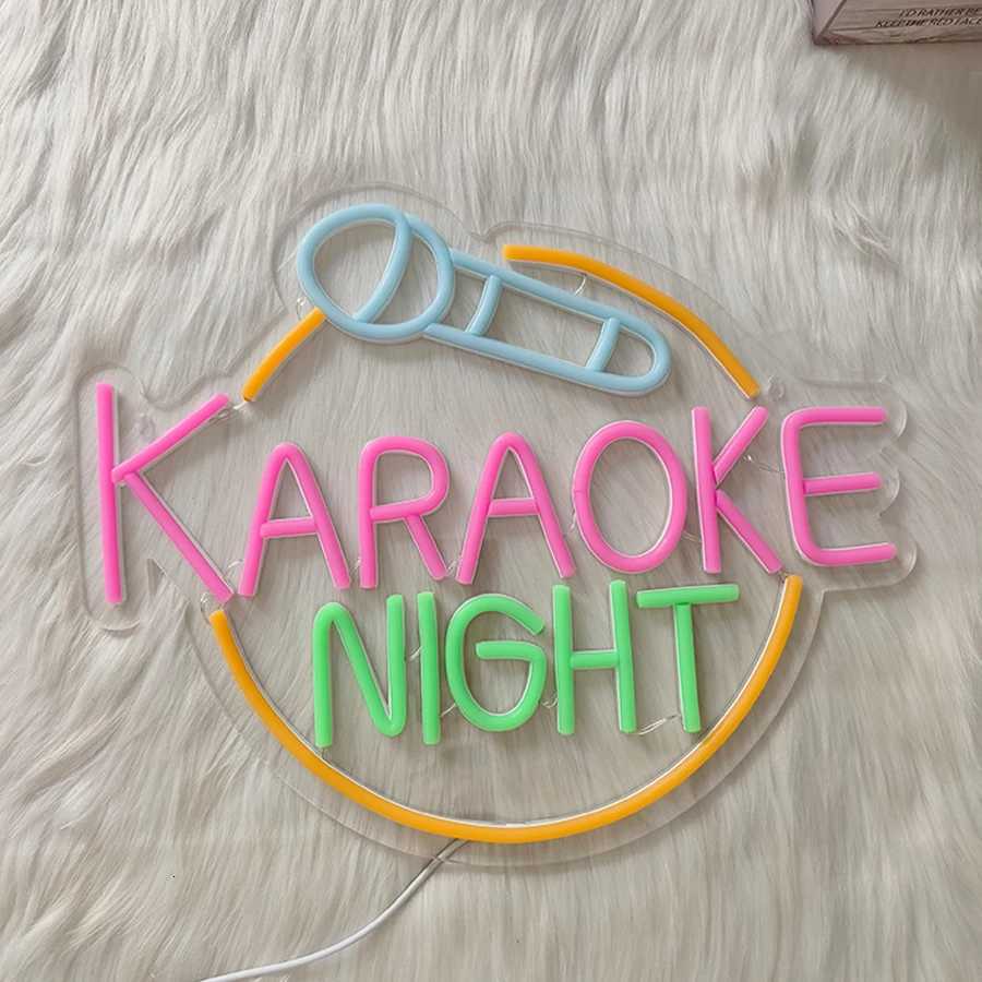 Karaoke Night Neon Sign Hand-Wheat Icon Usb Powered Used For Art Decor Of Music Studios Bar Concerts And Theme Parties H251201