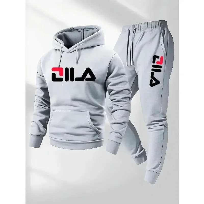 2025Spring and Autumn mens casual suit hooded sweatshirt and sweatpants 2-in- comfortable suit suitable for both men and women W251202