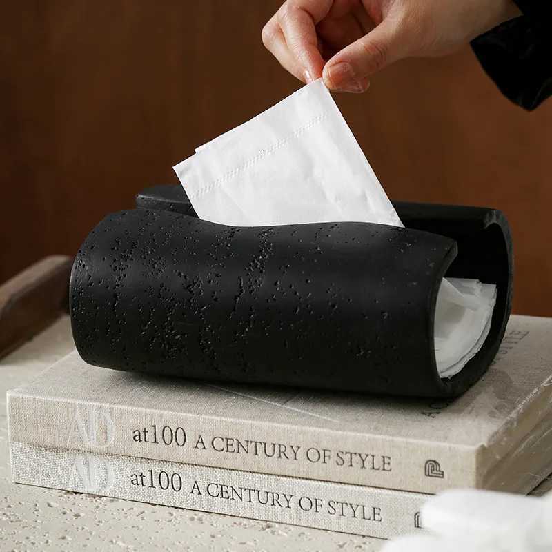 Luxury Imitation Stone Tissue Box Creative Resin Technology Tea Table Paper Box Table Decoration Tissue Holder Kitchen Supplies H251201