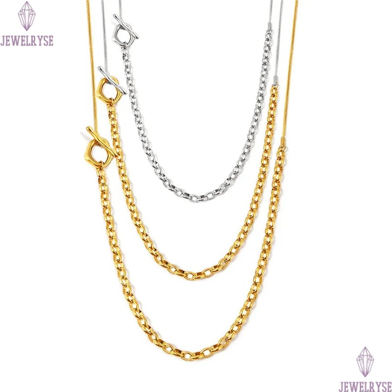 punk long 18k gold chain necklace designer for woman stainless steel OT silver chains necklaces daily outfit fashion women jewelry birthday friend fam