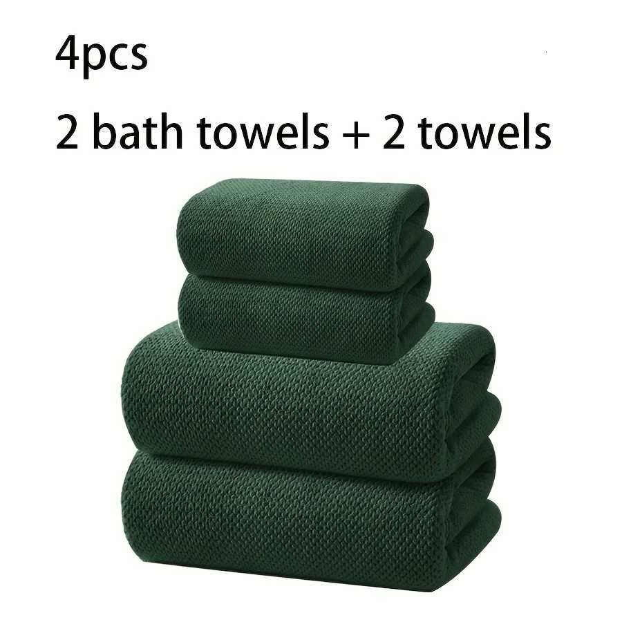 Large Size Dark Green Coral Fleece Pineapple Pattern Bath Towel Set Household Bath Towel Set Absorbent and Soft Bath Towel Set Y251202