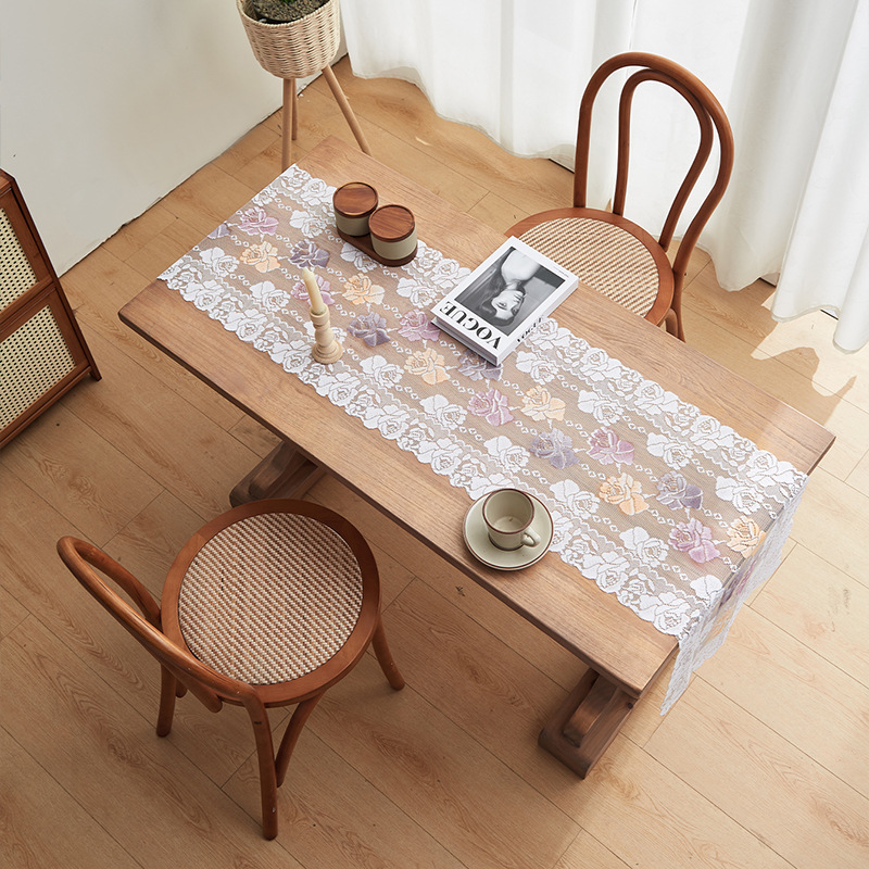 Retro American style tablecloth lace table runner decoration dustproof YBQC01