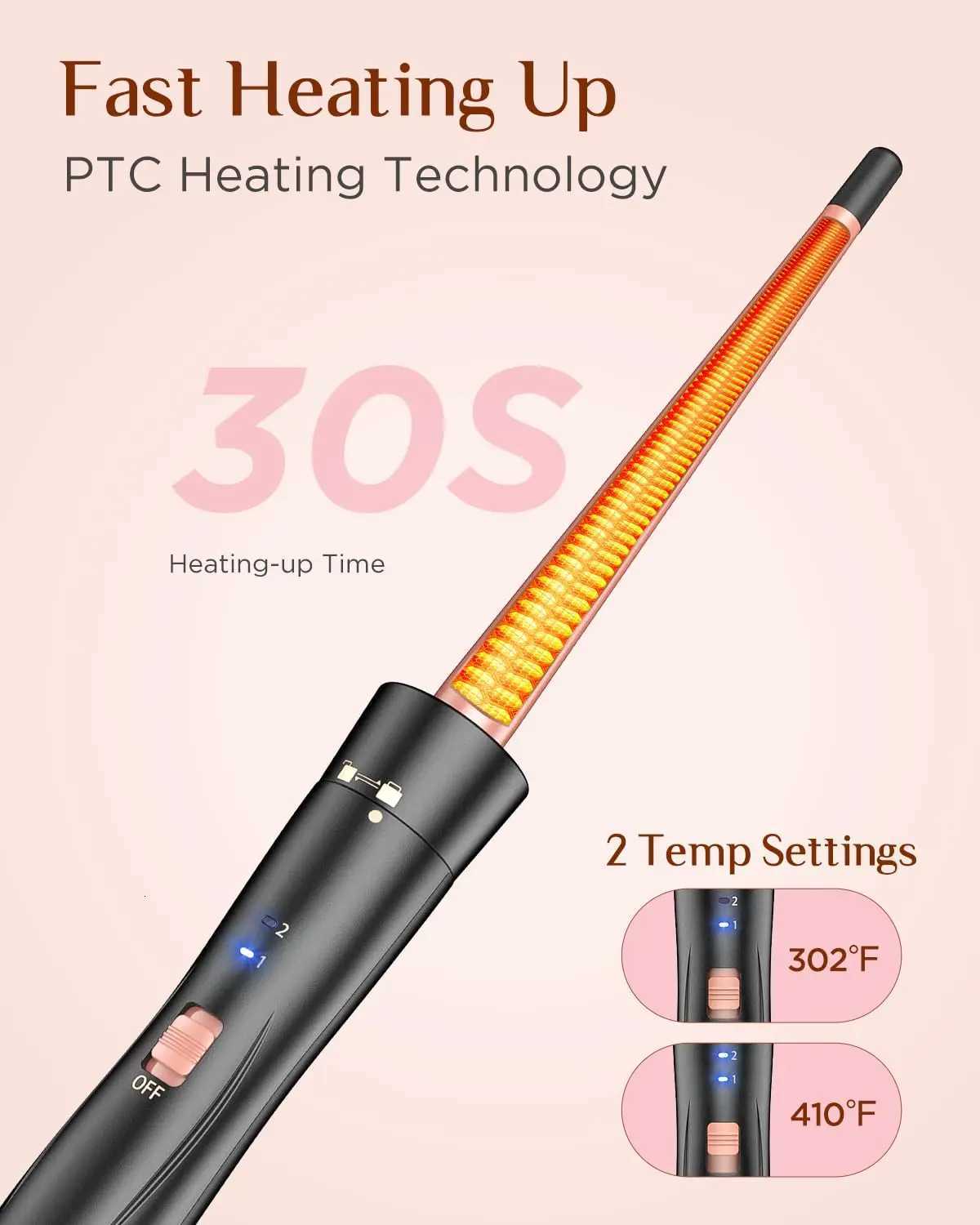 BESTOPE PRO 5 in 1 Wand Curling Iron-Curling Wand Set with Hair Straightener 3 Barrels Hair Crimper Iron 3 Ceramic Curling Iro C251202