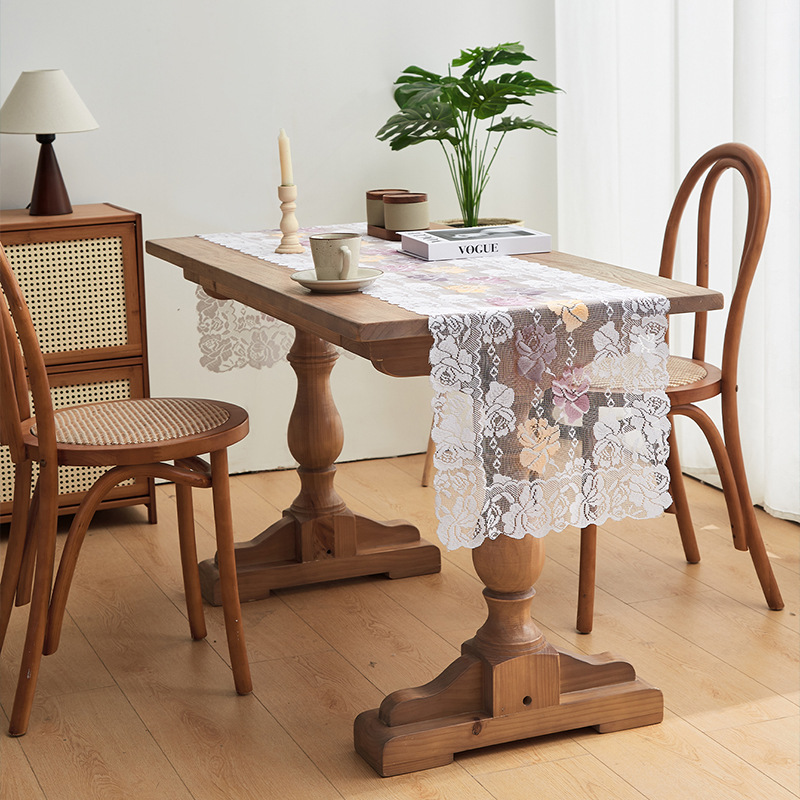 Retro American style tablecloth lace table runner decoration dustproof YBQC01