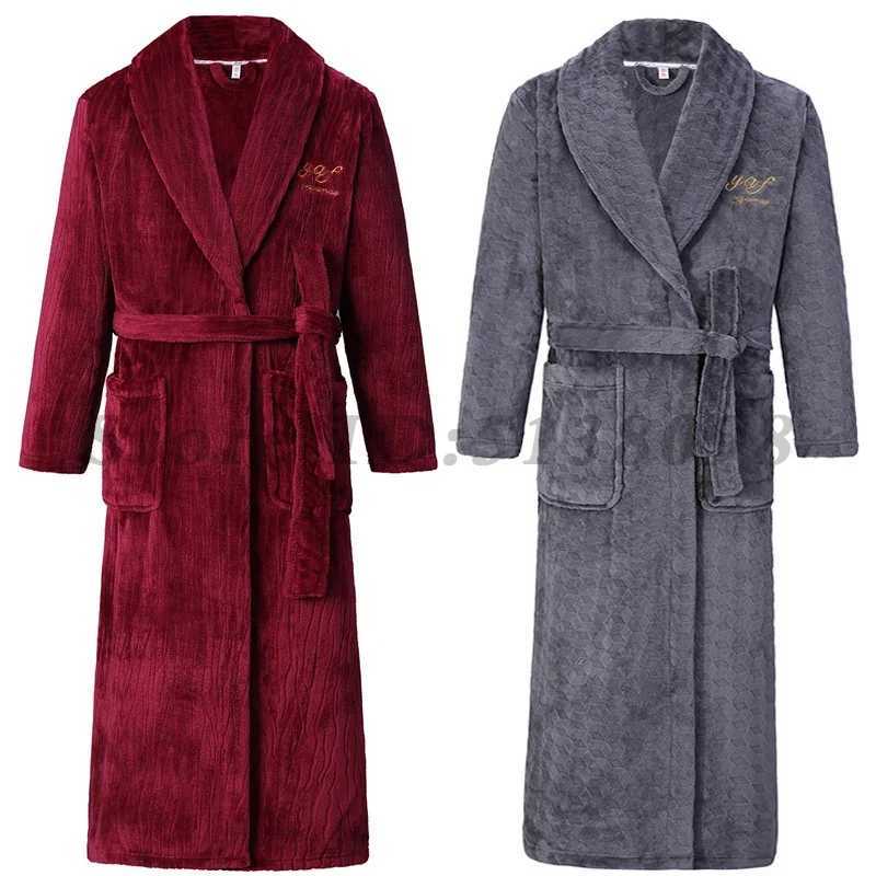 Autumn Winter Flannel Long Robe Couple Thicked Warm Sleepwear Men Casual Bathrobe Gown Plus Size Nightgown Women Loose Home Wear C251202