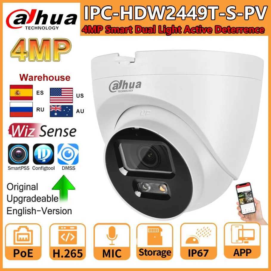 Dahua IP Camera 4MP IPC-HDW2449T-S-PV Smart Dual Light Active Deterrence POE 2-Way Talk SD Card Slot WizSense Fl Color Camera C251202