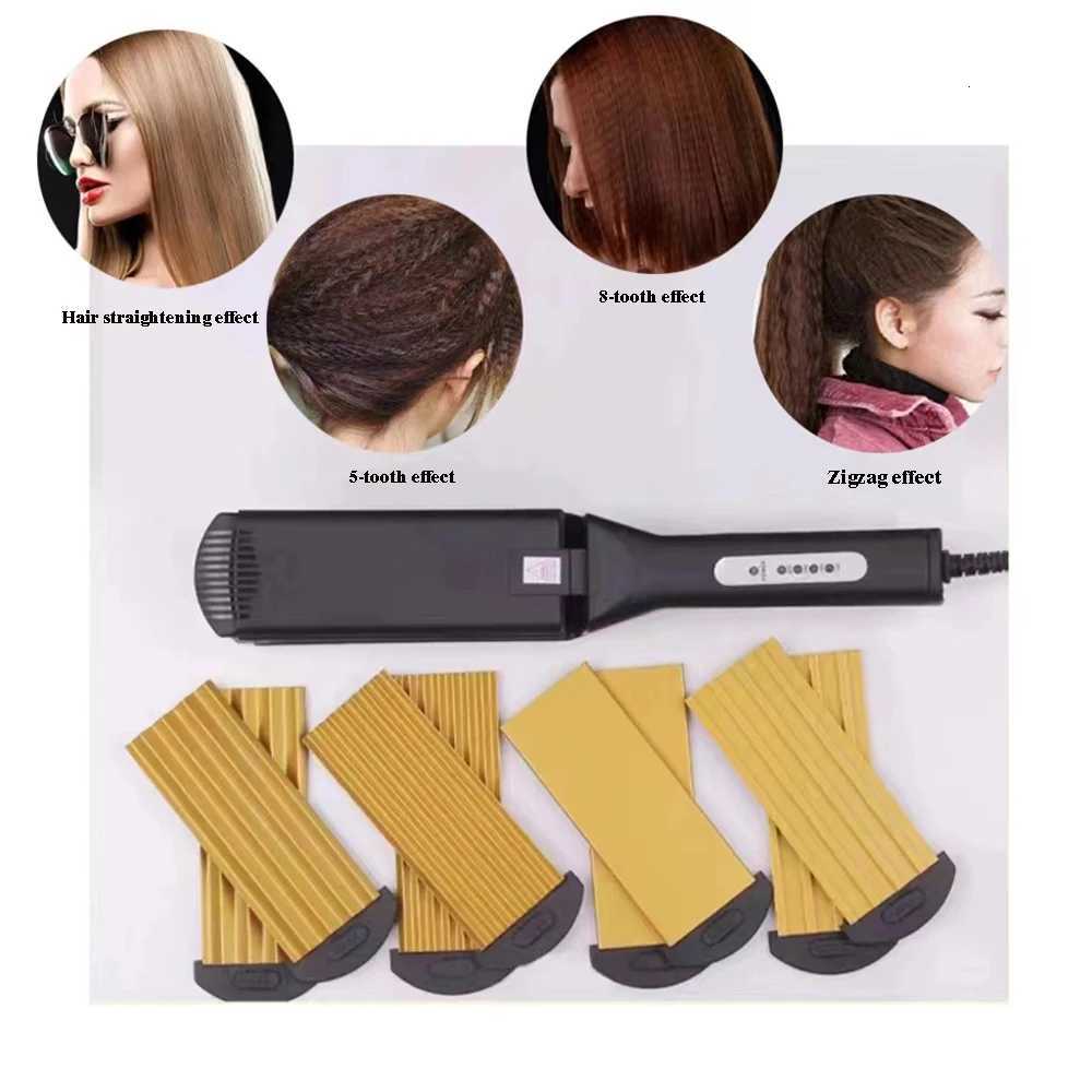 Professional Ceramic Corrugated Iron Electric Curling Crimped Wide Plates Beauty Hair Iron For Hair Wave Corrugation Flat Irons C251202