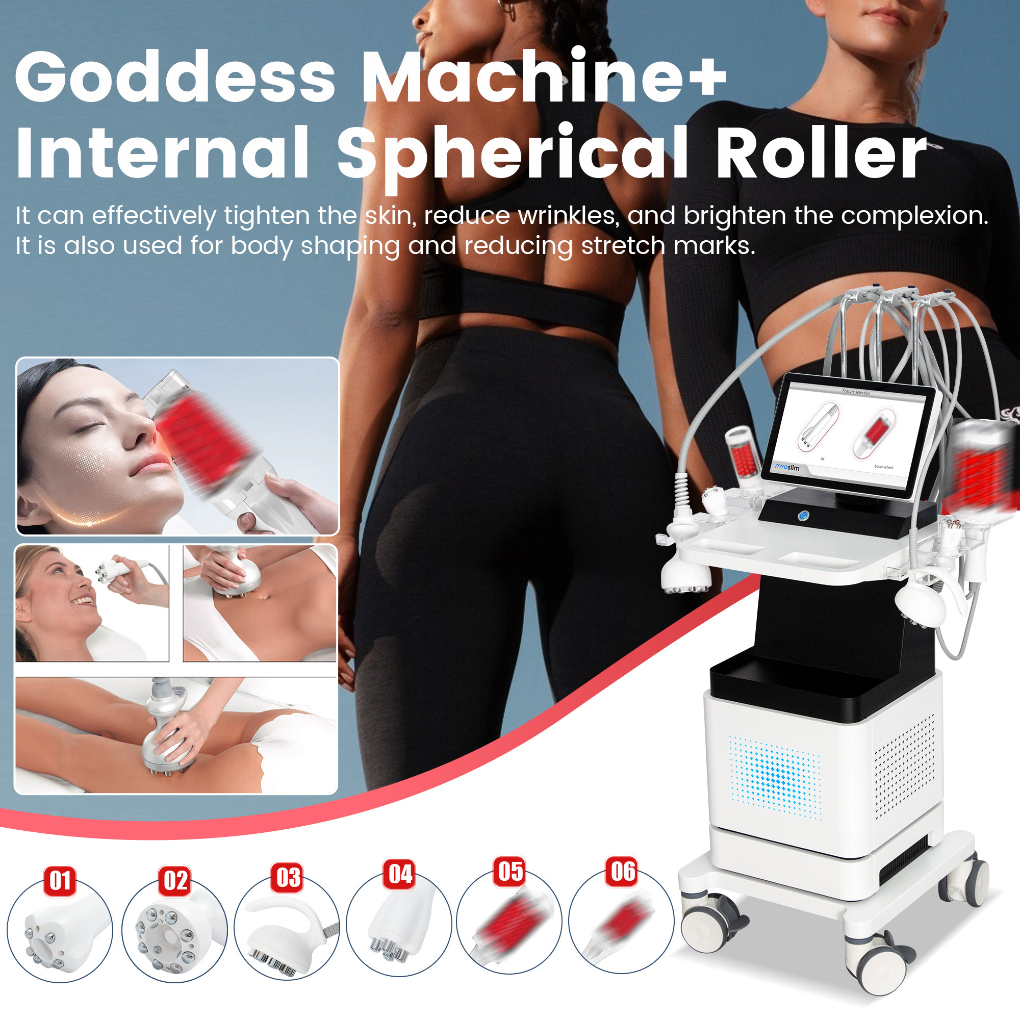 Professional 4D RF Body Slimming and Roller 2-in-1 Machine For Cellulite Reduction Skin Tightening and Abdominal Contouring Non-Surgical Equipment