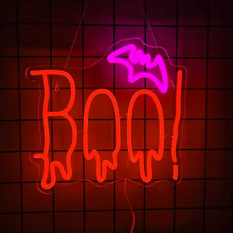 Haunted House Series Neon Signs Ghosts And Bat Led Horror Icons Used For Clubs Bars Man Caves Halloween Activities Decor H251201