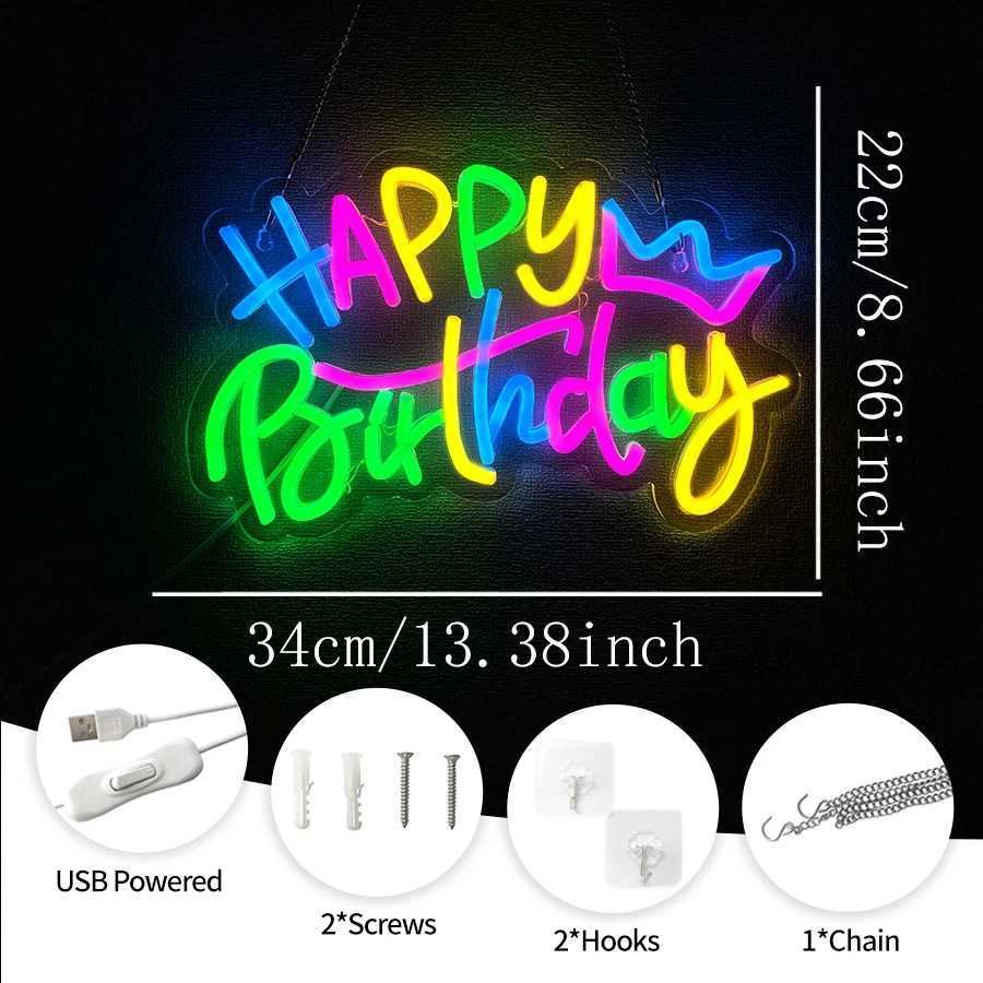 Happy Birthday Neon Sign For Birthday Party Wall Decor Party Decoration Home Bedroom Living Room Decor Bar Club H251201
