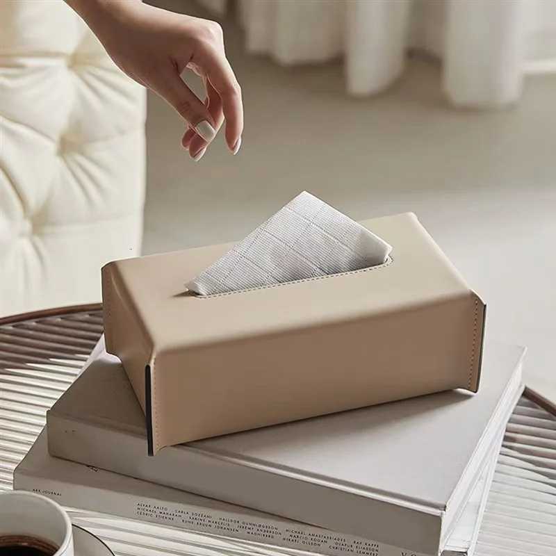 Tissue Box Synthetic Leather Napkin Case Living Ro Tissue Paper Holder Desktop He Tabletop Decoration-AA26 H251201