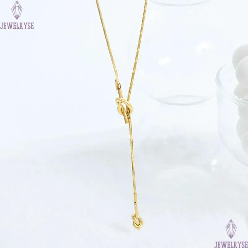 punk gold long knot chain necklace designer for woman stainless steel silver chains necklaces 65cm daily outfit fashion women jewelry birthday friend 