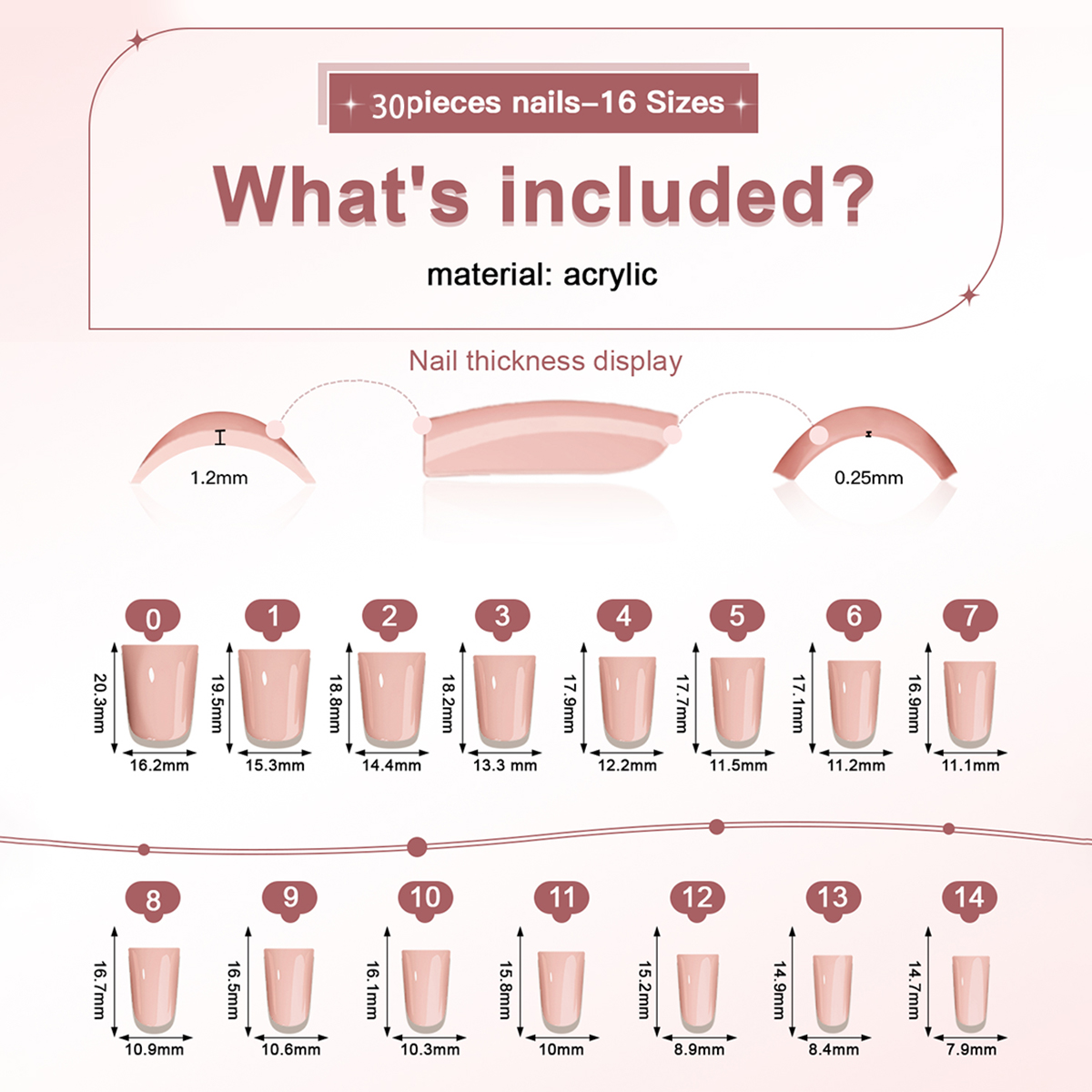 300 strips of medium-length thickened duck nails, solid color press-on nails, suitable for girls and ladies as gifts and daily wear nails