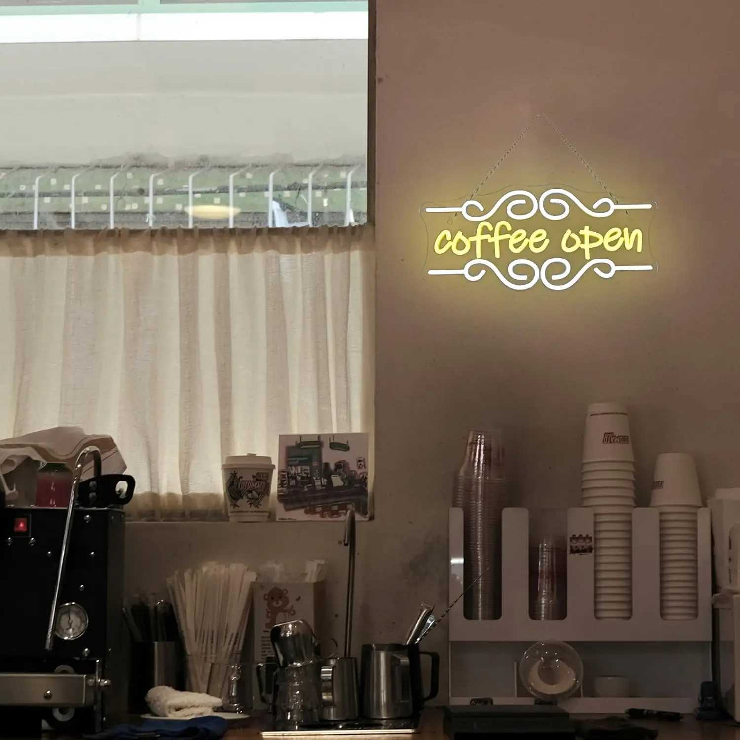 Coffee Open Neon Light Sign Cafe Neon Sign LED Dimmable for Cafe Coffee Shop Restaurant Drink Bar Coffees Station Decor Gifts H251201