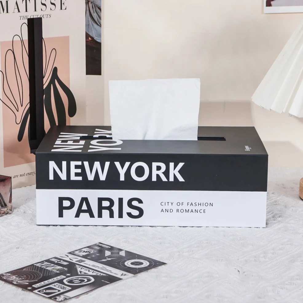 Luxury Book Style Tissue Box Napkin Holder Case Paper Box Container Fashion Hotel Storage Box He Table Decoration Ornaments H251201
