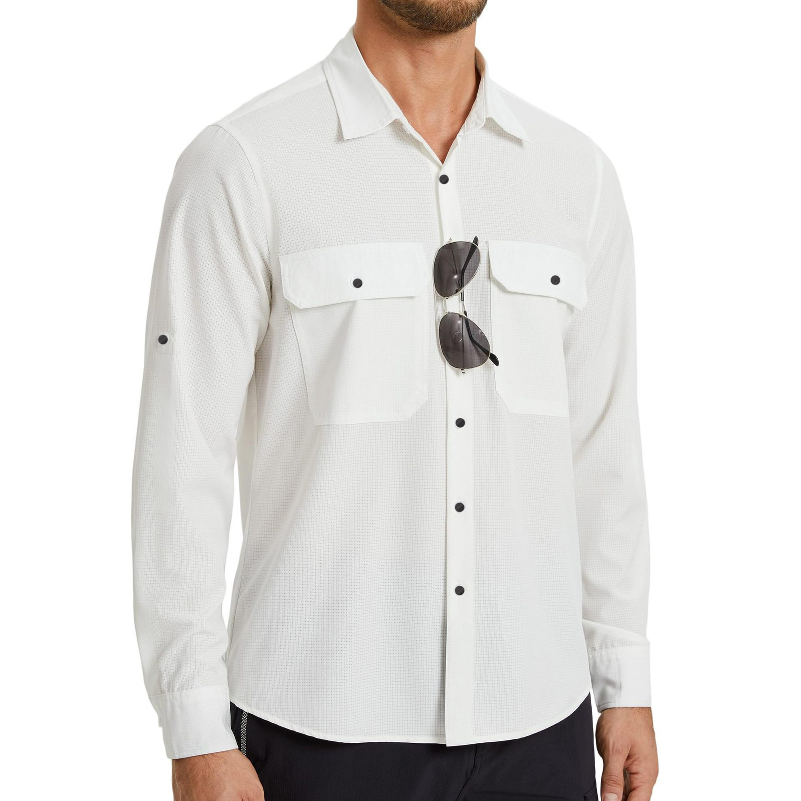 Outdoor Hiking Tactical Mens Shirt Adventure Fishing Quick-Dry Shirt Stretch Sun Protection Workwear Breathable Shirt