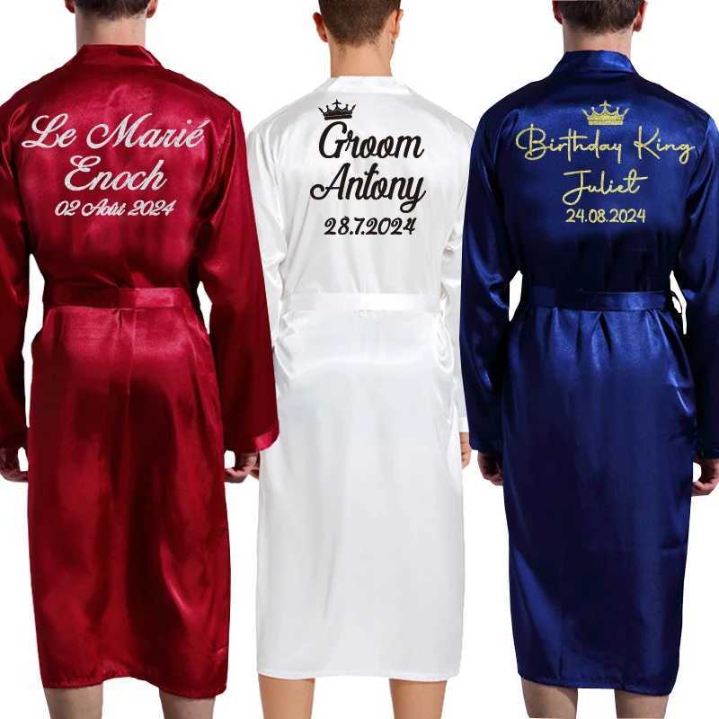 Groom Robe Emulation Silk Soft Home Bathrobe Nightgown For Men Kimono Customized Name and Date Personalized for Wedding Party C251202