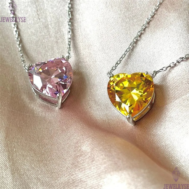 luxury heart necklace desinger for woman 925 sterling silver jewelry white pink diamond pendant cubic zirconia choker 18k gold chain necklaces girlfri