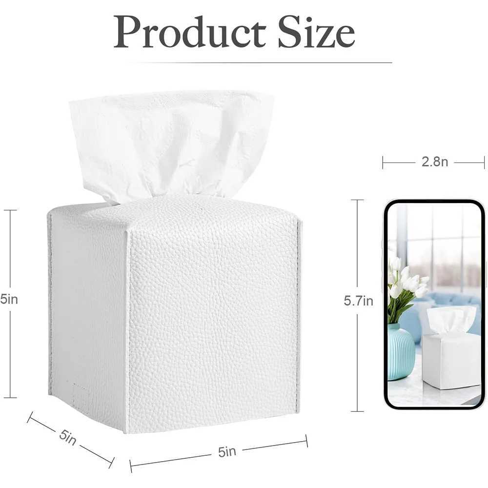 Modern PU Leather Square Tissue Box Cover Holder-Decorative Holder/Organizer for Bathro Vanity Countertop Night StandsOff H251201