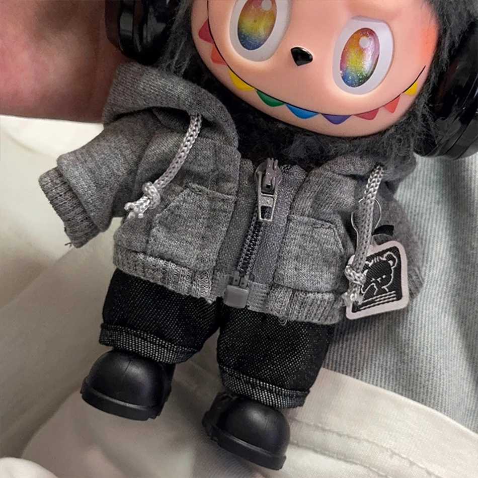 For labubu Big Into Energy Series Casual Hoodie Grey And Black Suit Fashion Sweatshirt Jacket Lovely Outfit GiftsT251202