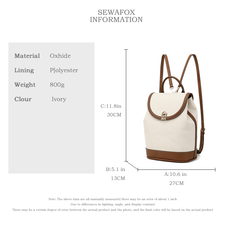 Sewafox Travel backpack, ladies' commuting leather new fashionable backpack, casual simple and lightweight small backpack