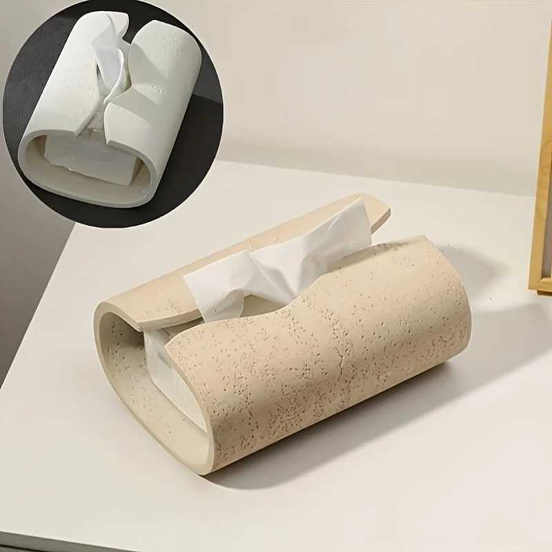 Resin tissue box rectangar artistic stone imitation design suitable for he and bathro decoration bedro tabletop H251201