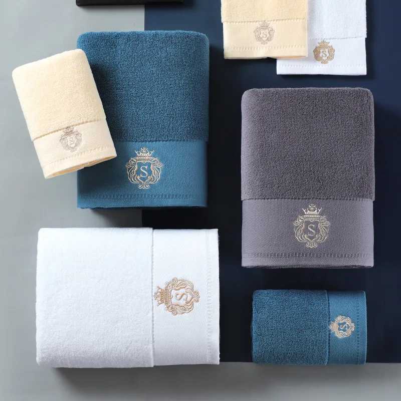 1/5/10pcs White Cotton Towel Set Embroidered Gift Towels Set Highly Absorbent Towels Cover For Bathrooms Gyms Hotels And Spas Y251202