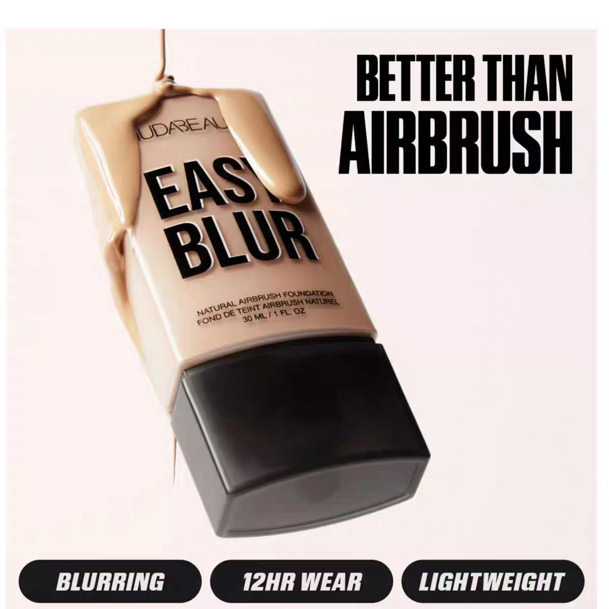 HUDA Beauty New Easy Blur Natural Air Moisturizing Soft Pyramide Skin Liquid Foundation Primer Silicone Free Smooth Pore Pre Makeup Lotion 30ml High Q