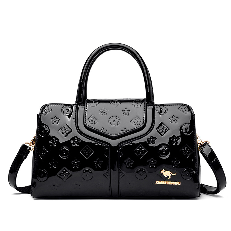 Luxury Bag Women's 2025 New Arrival Patent Leather Handbag with Glossy Finish & Embossed Design - Premium Quality Elegant Shoulder Bag