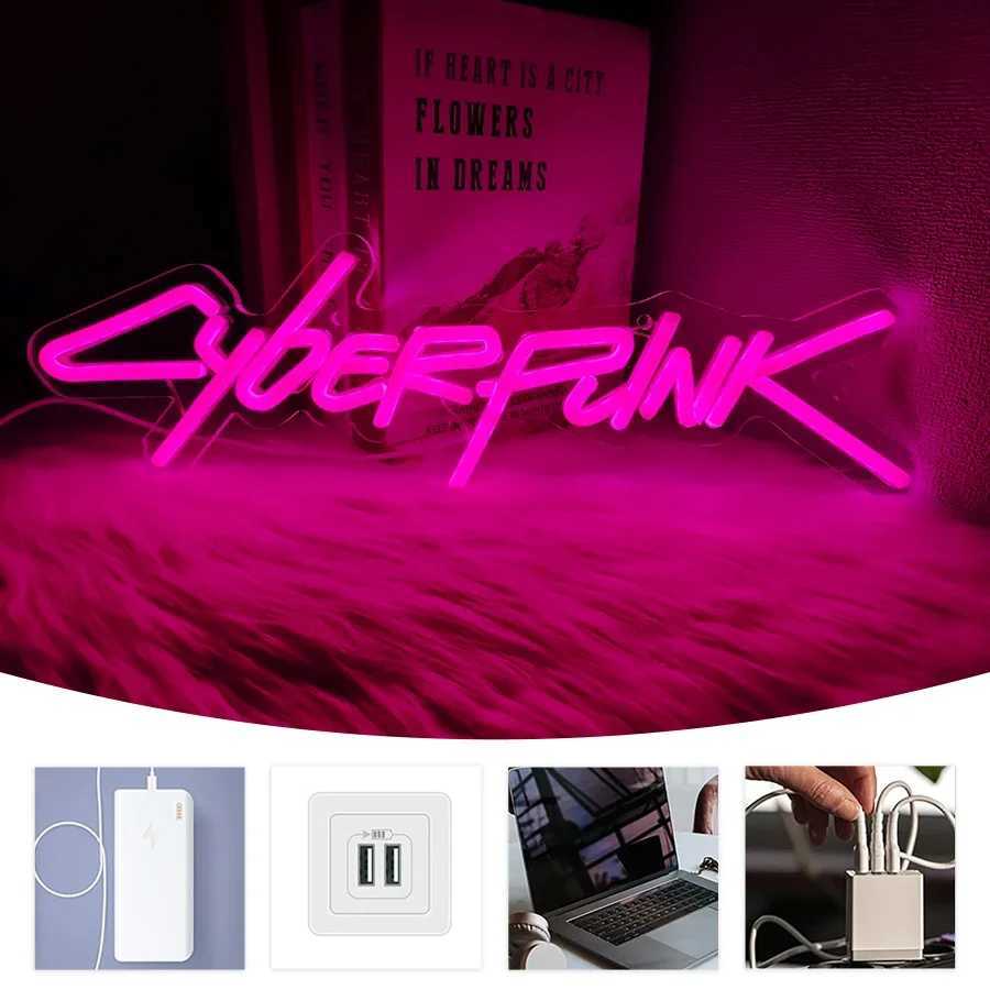 Cyberpunk Neon Sign Pink Letter Sign Used For Wall Decor Unique Gift For Computer Enthusiasts E-Sports Room Man Cave Decor H251201