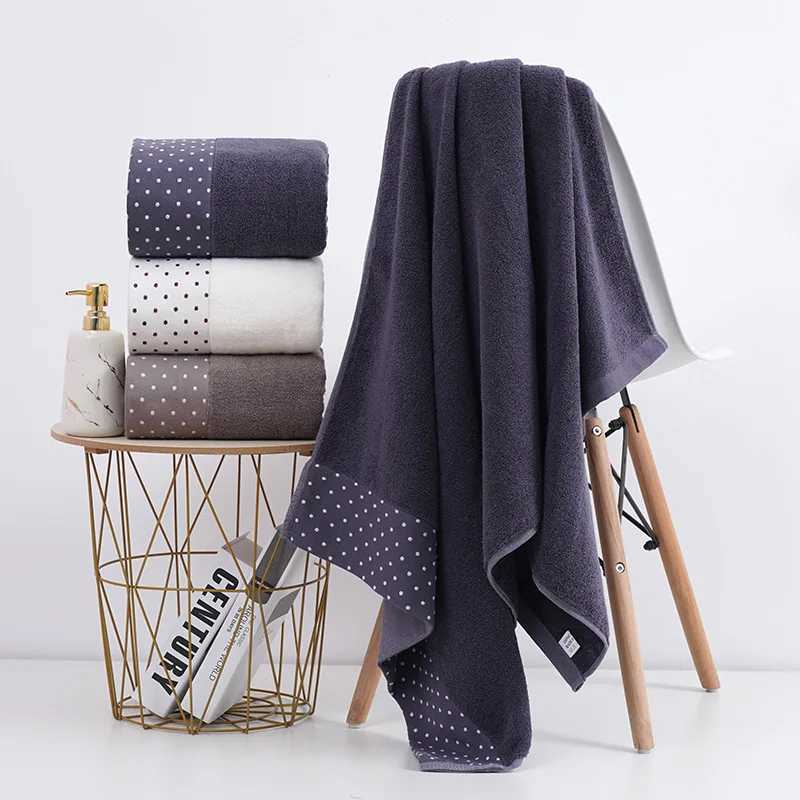Grey Cotton Dots Large Bath Towel 70x140cm for Adults Beach Towel Absorbent Yoga Shower Towel Bathroom Wholesale Christmas Gift Y251202