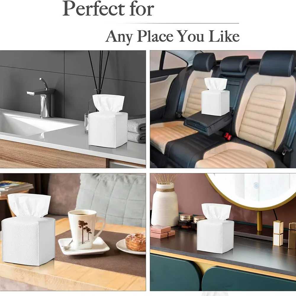 Modern PU Leather Square Tissue Box Cover Holder-Decorative Holder/Organizer for Bathro Vanity Countertop Night StandsOff H251201