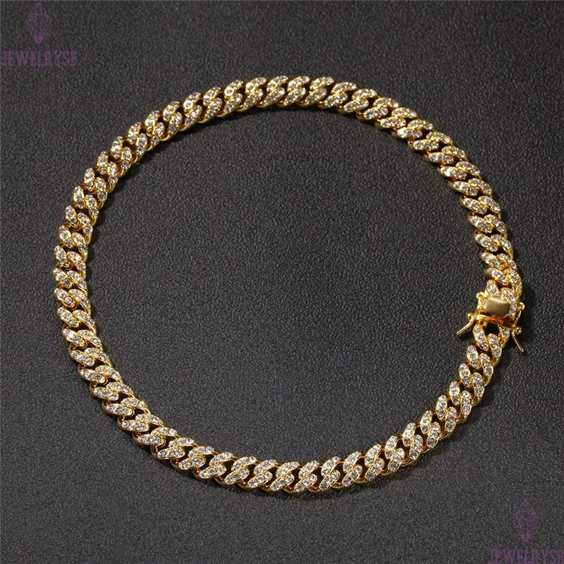 12mm hip hop jewelry cuban link chain mens gold necklace designer chain for man Diamond Iced Out Alloy Chains Austrian Rhinestone Long Silver Necklace