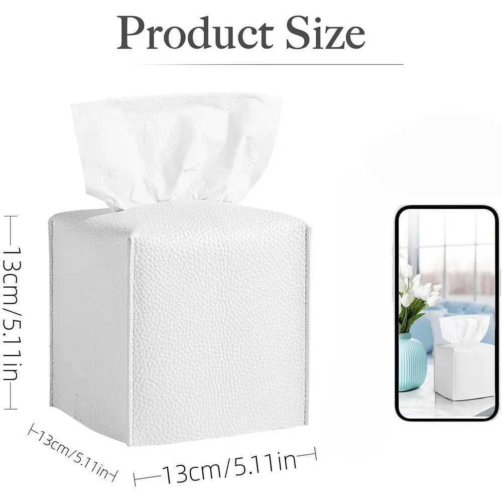 1pc Tissue Box Cover Refi PU Leather Foldable Tissue Box Holder - Decorative Holder/Organizer for Bathro Vanity Countertop H251201