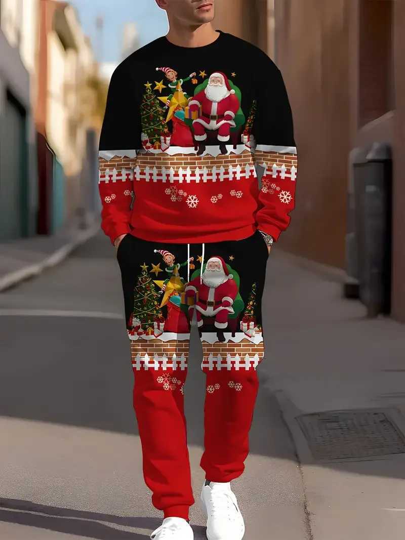 Christmas Clothing Set Spring Autumn Men Women Fashion 3D Printing Suit Casual Sportswear Sweatshirt Jogging Pants 2Pcs Sets W251202