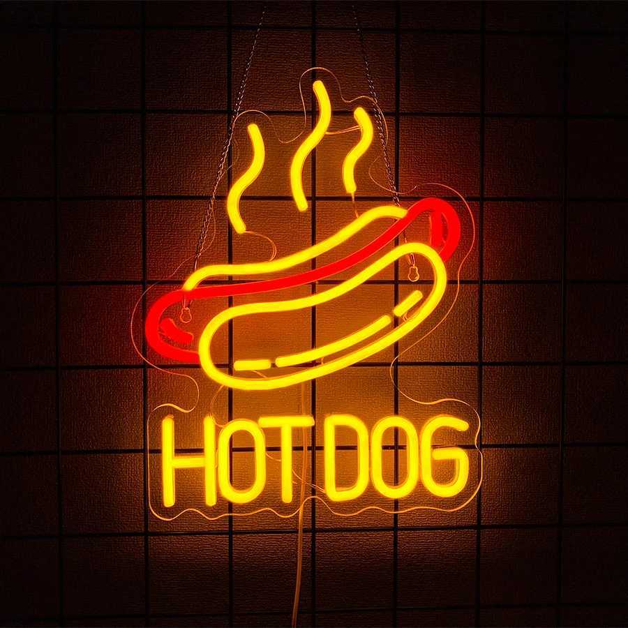 Fast Food Neon Signs Pizza And Hot Dog Food Icons Usb Powered Used For Store Kitchen Fast Food Restaurant Wall Decor H251201