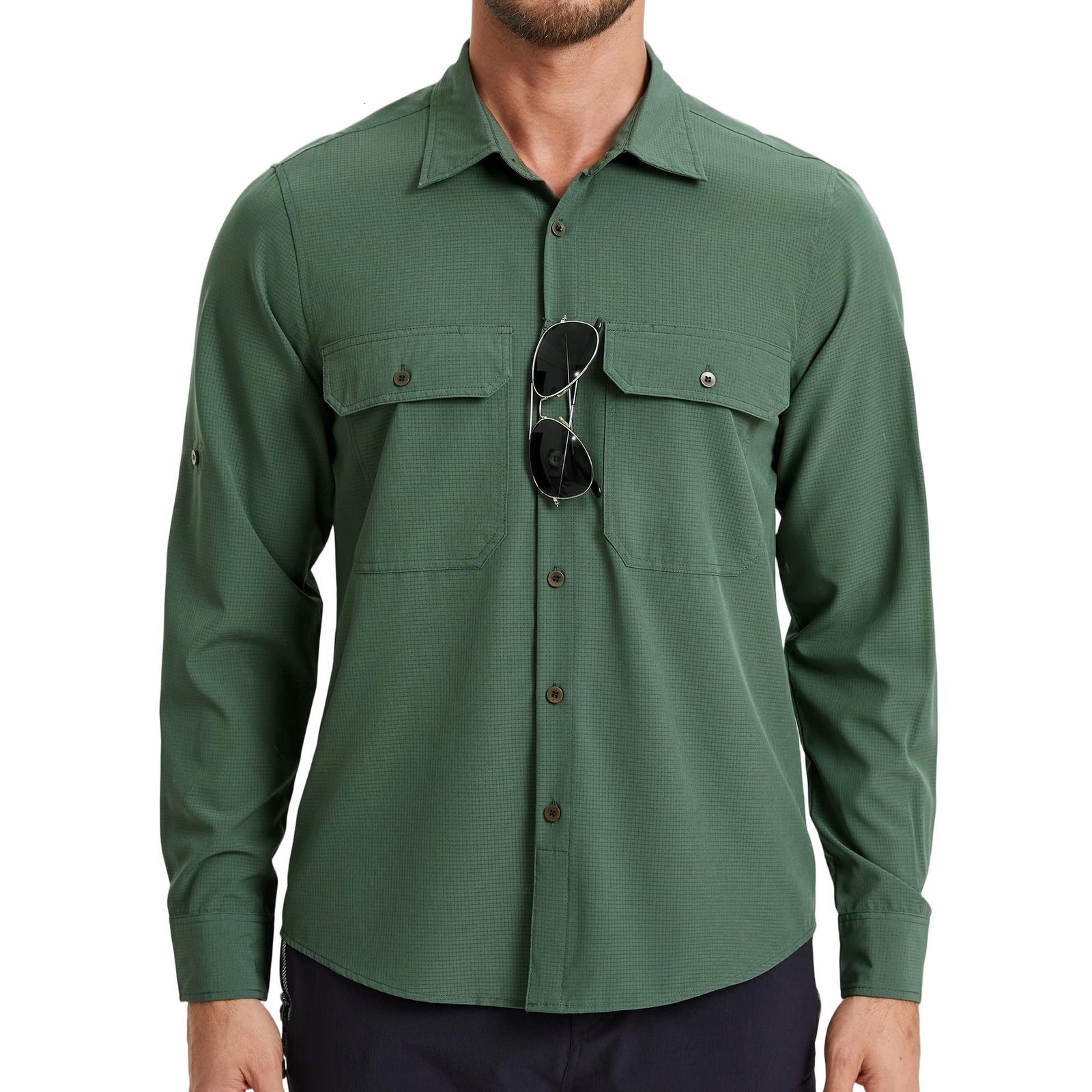 Outdoor Hiking Tactical Mens Shirt Adventure Fishing Quick-Dry Shirt Stretch Sun Protection Workwear Breathable Shirt