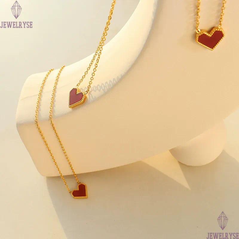 stainless steel red heart designer necklace for woman party home 18k gold pendant luxury necklaces school silver choker jewelry travel birthday friend