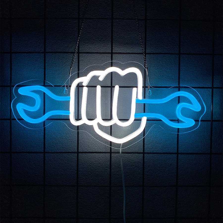 Neon Signs For Car Repair Wrench Tool Icons Used For Art Decor In Repair Shops Gas Stations Garages Clubs And Man Caves H251201
