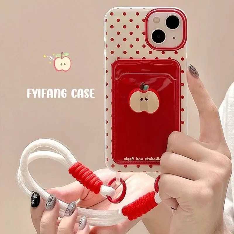 For iPhone 16 Pro Max 15 Pro 14 Plus 13 Mini 12 11 X XS XR 7 8 SE Cute 3D Face Card Holder Cartoon Phone Case With Lanyard J251202