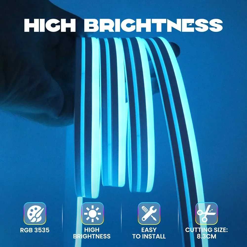 DC24V RGBIC Neon LED Strip Waterproof Bluetooth Music Sync 5-20M Flexible Neon Silicone Rope Light Festive Chasing Atmosphere H251201