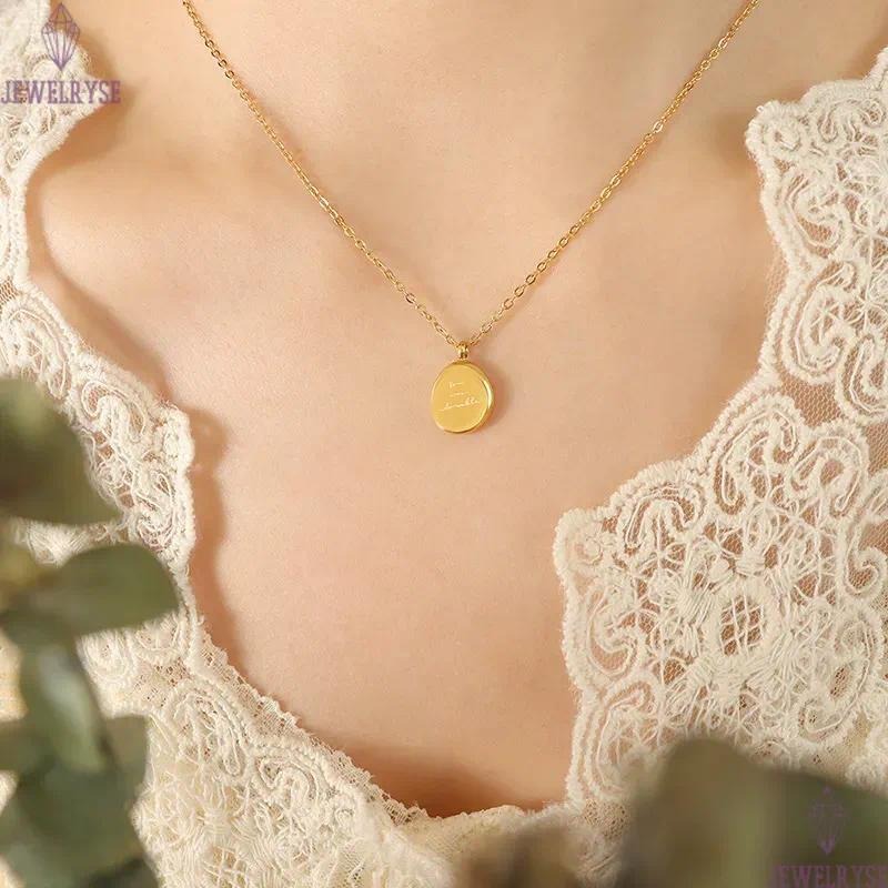 stainless steel new 18k gold circle designer necklace for woman party home pendant luxury necklaces school silver choker jewelry travel birthday frien