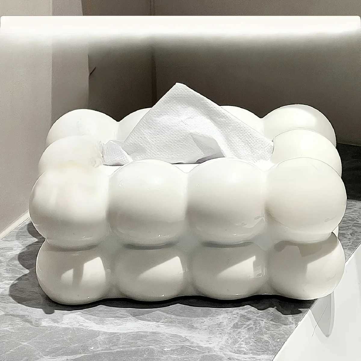 Chic Cloud-Shaped Tissue Holder Decorative Desktop Organizer for Living Ro Durable Plastic Napkin Dispenser with Storage Box H251201